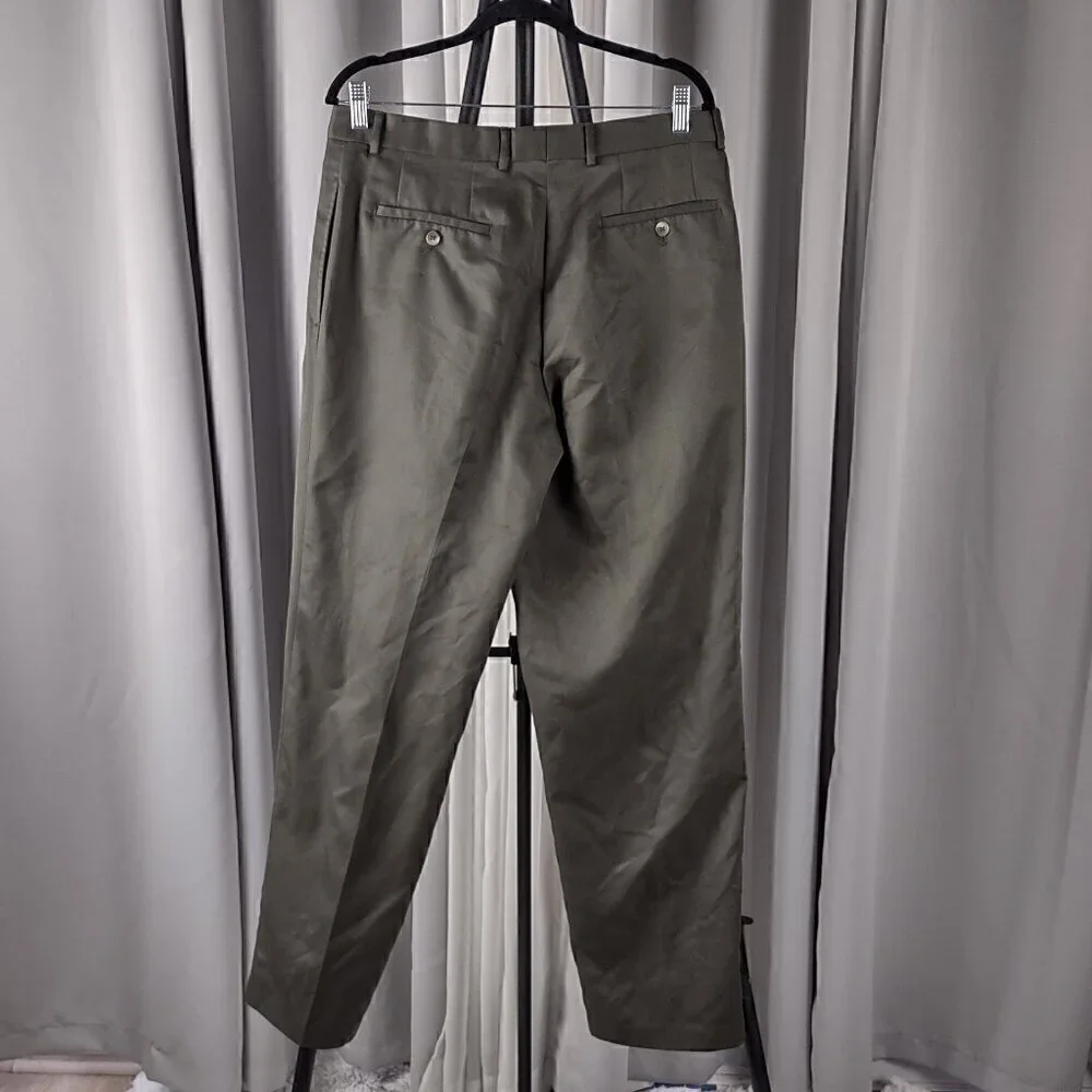 Perry Ellis Portfolio Men's, Olive Green Dress Slacks, Pants, Size 33X32